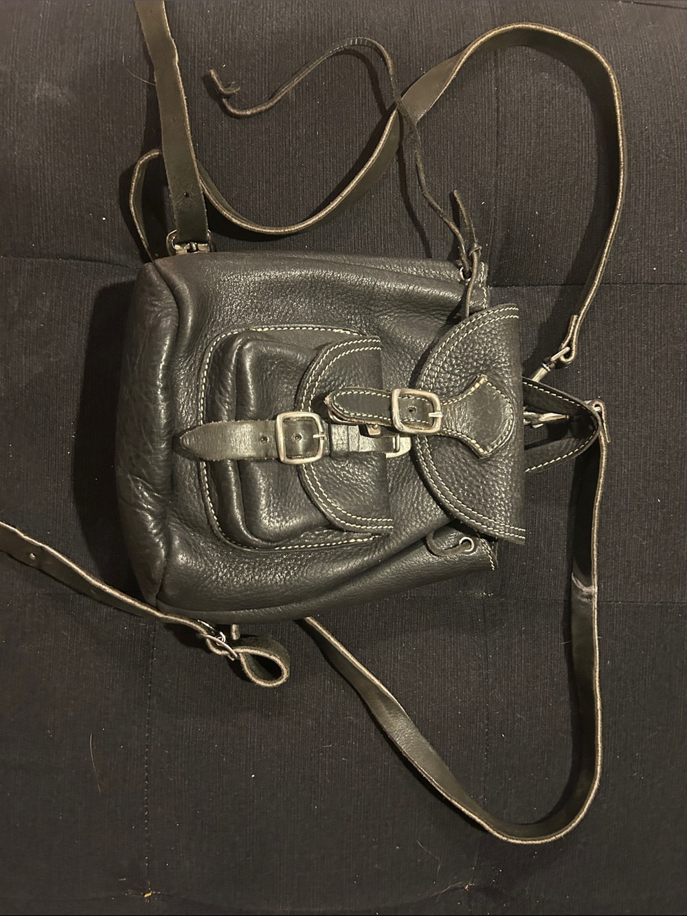 Vintage black roots mini backpack